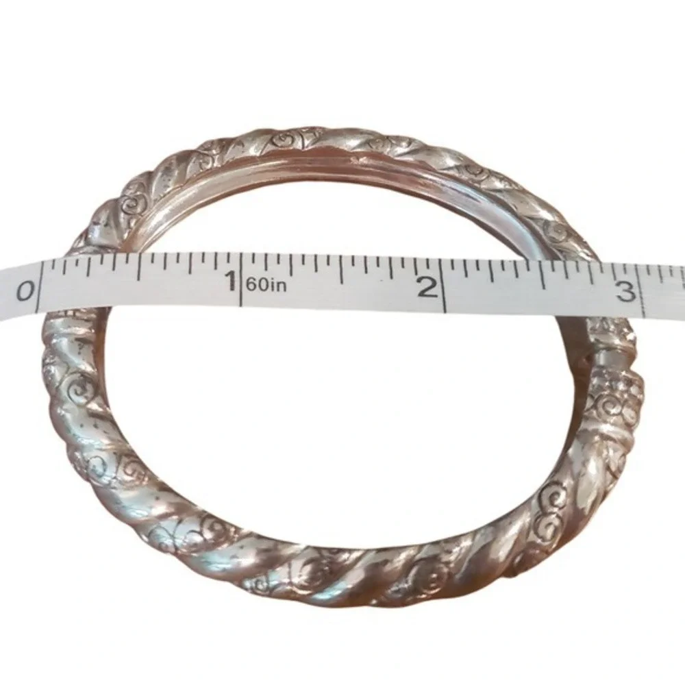 Brighton Vintage Silver Tone Bangle Bracelet Twisted Rope Design Women's Jewelry